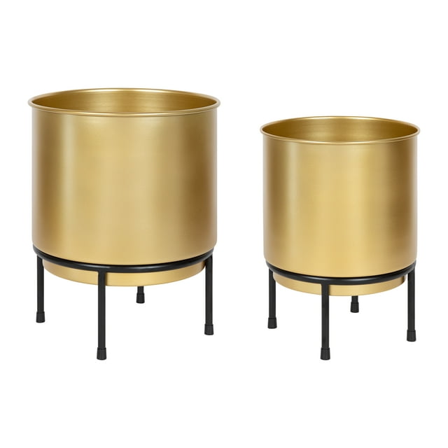 Kate and Laurel Ilena Mid-Century Plant Stand, Set of 2, Gold and Black ...