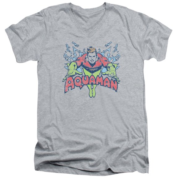 DC Comics Splish Splash S/S Adult V-Neck T-Shirt 30/1 T-Shirt Athletic Heather