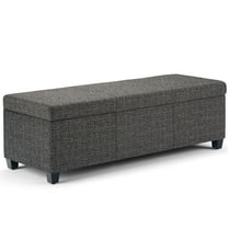 Avalon 48 inch Wide Contemporary Storage Ottoman Bench in Dark Grey Tweed Look Fabric