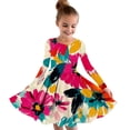 thumbnail image 1 of LOVZFMLL Robe Princesse Imprimée Florale pour Enfants de 4 à 14 Ans, Manches Longues, Col Rond, 1 of 2