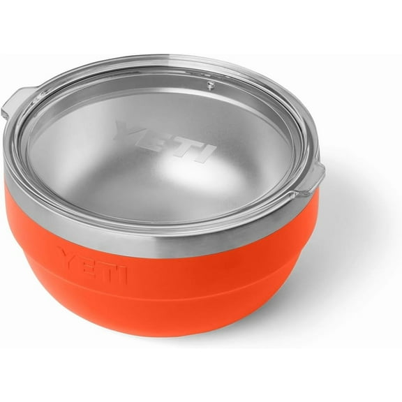 Osmanthus Rambler Bowl, Vacuum Insulated, Stackable and Nestable Stainless Steel Bowl with Lid, 1 Quart, Papaya