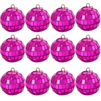 KOYPTL Christmas Balls Ornaments,12 pcs Foam Shatterproof Balls,Disco Mirror Glitter Christmas Tree Bulbs For Xmas Tree Holiday Wedding Party Decorations (1.18 Inch Hot Pink)