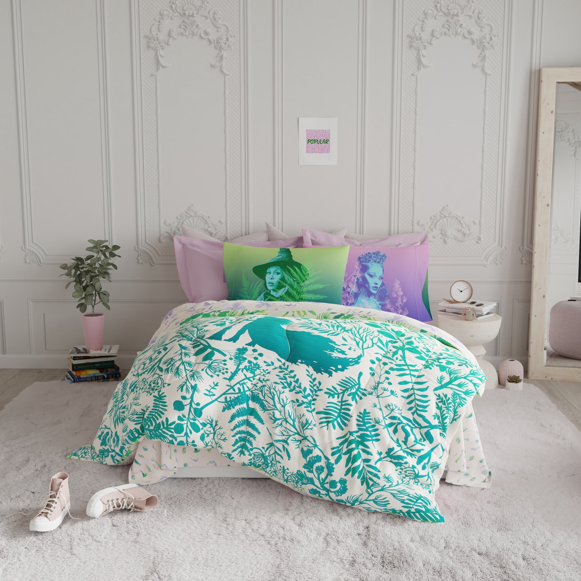 Wicked Purple Green Reversible Comforter, Bed in a Bag, Full