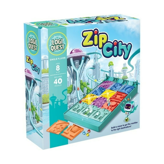 Zip City Logic Puzzle Board Game | LogiQuest Puzzle Adventure Game | Kids & Family Puzzle Game | Includes 40 Puzzles | Ages 8  | 1 Player | Avg. Playtime 15 Minutes