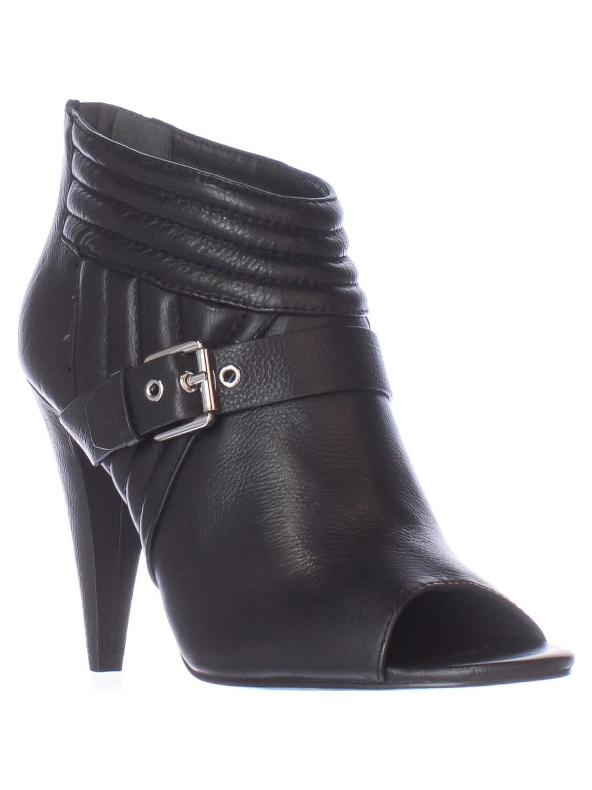 black toeless ankle boots