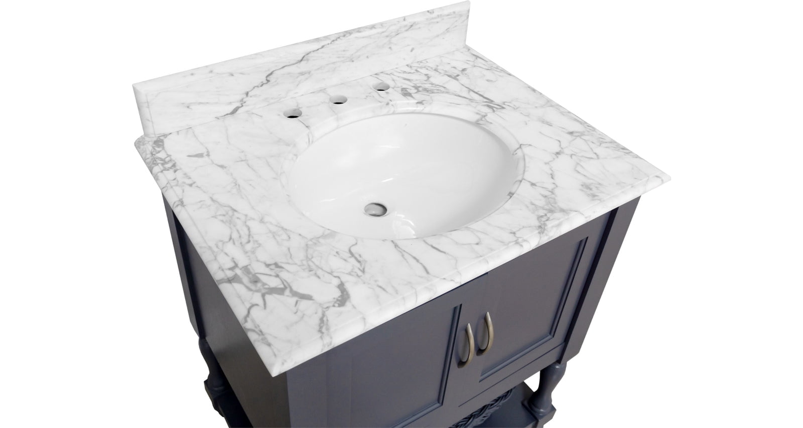 Beverly 30" Bathroom Vanity with Marine Gray Cabinet and Carrara Marble Top