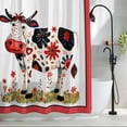 thumbnail image 2 of Watercolor Cow Fabric Shower Curtain Wildflowers Leaves Washable Shower Curtains for Bathroom, Waterproof Bath Curtain with Hooks Home Decor 72x84in, 2 of 8