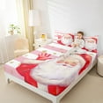 thumbnail image 4 of Homewish Kawaii Santa Claus 3pcs Twin Sheet Sets For Children Teens Adults,Happy Christmas Xmas Twin Fitted Sheet,Geometric Stripes Breathable Flat Sheet,Super Cozy Room Decor, 4 of 7