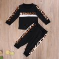thumbnail image 5 of Kids Baby Girl Fall Clothes, Leopard Stripes Long Sleeve T-Shirt + Leopard Pants 2Pcs Outfits Set, 5 of 5