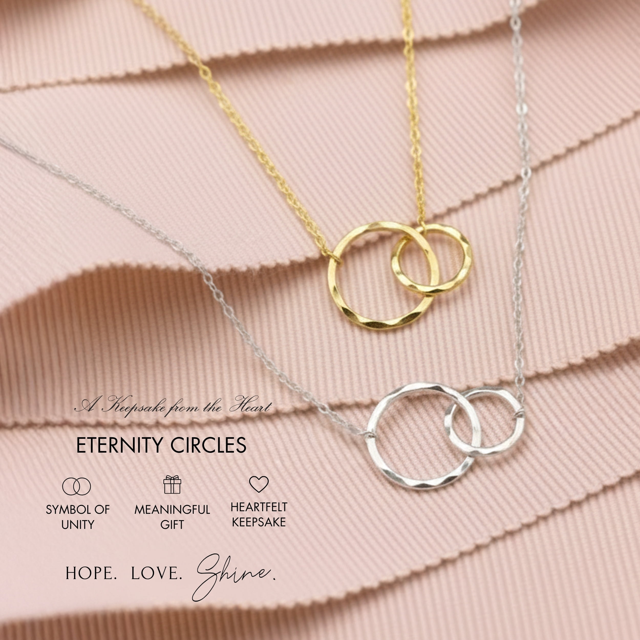 HOPE LOVE SHINE New Mom Necklace – 2 Ring Silver Gift for First Time Mom or Wife
