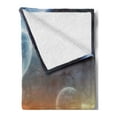 thumbnail image 2 of Galaxy Soft Flannel Fleece Throw Blanket, Planet Landscape View from a Rocky Beach Ocean Science Room Theme, Cozy Plush for Indoor and Outdoor Use, 60" x 80", Orange Umber Blue, by Ambesonne, 2 of 5