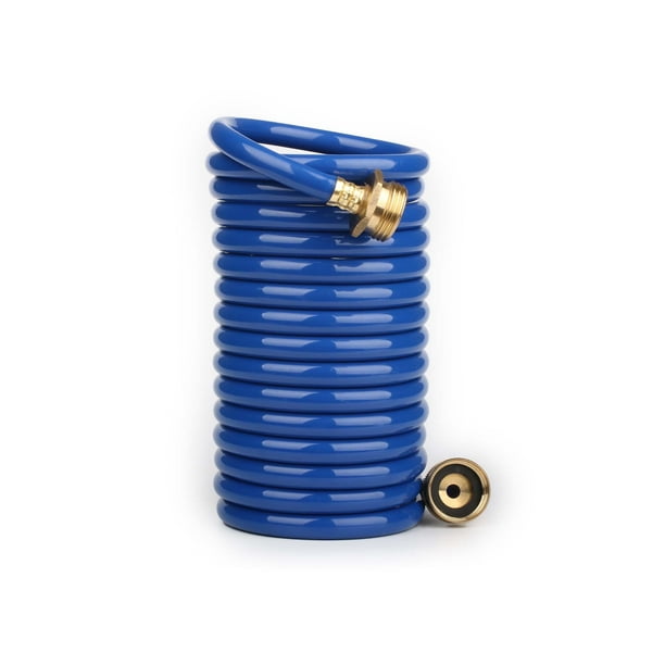 FUNJEE 1/2" HeavyDuty EVA Coil 15 ft Garden Hose with 1/2" GHT Solid