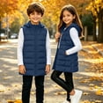 thumbnail image 4 of Boys Puff Vest Outwear with Hood Casual Full Zip Warm Sleeveless Kids Winter Jacket Navy 4, 4 of 8