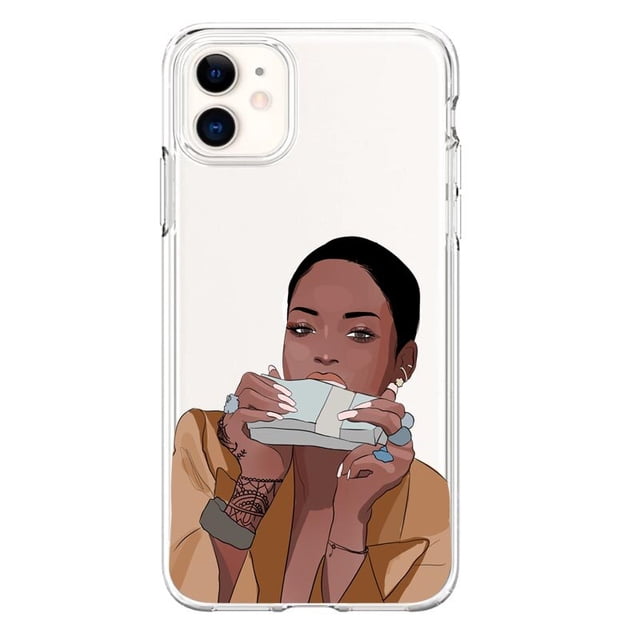Funda de teléfono con cabeza negra para iPhone, carcasa para hacer dinero en efectivo, compatible con modelos 11, 12, 13, 14 Pro, Mini Max, X, XR, 8, 7 Plus Fivean unisex