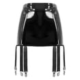 thumbnail image 4 of Mufeng Womens High Waist Patent Leather Mini Pencil Skirt Suspenders Stretch Bodycon with Garter Belt Black XXL, 4 of 7