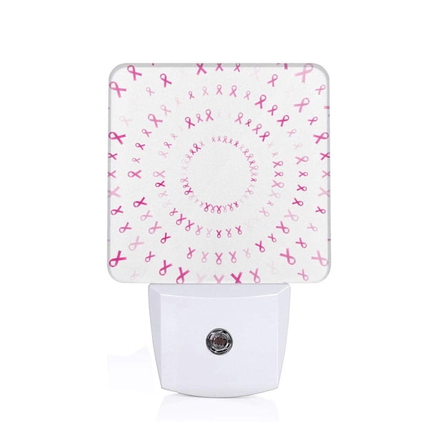 Balery Breast Cancer Awareness (4) Luz Nocturna LED con Sensor Automático, Enchufe con Sensor Crepuscular, Luz Suave de 0.5W para Dormitorio, Pasillo, Baño-EU