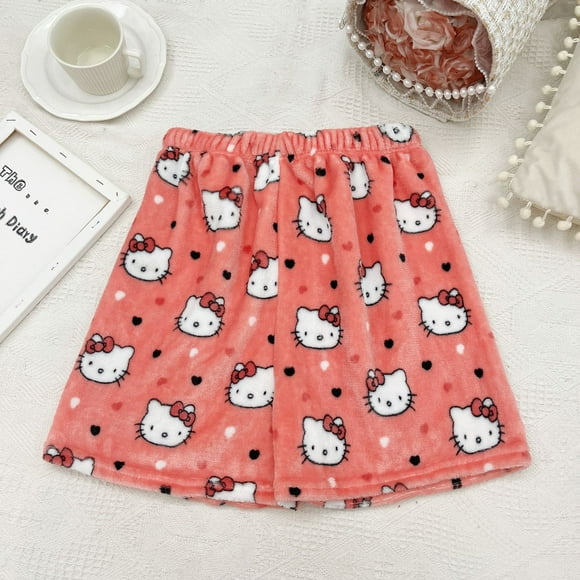 kawaii hello kitty womens shorts sports shorts flannel my melody sanrio elastic waist pajama pants wide leg shorts anime plush JC
