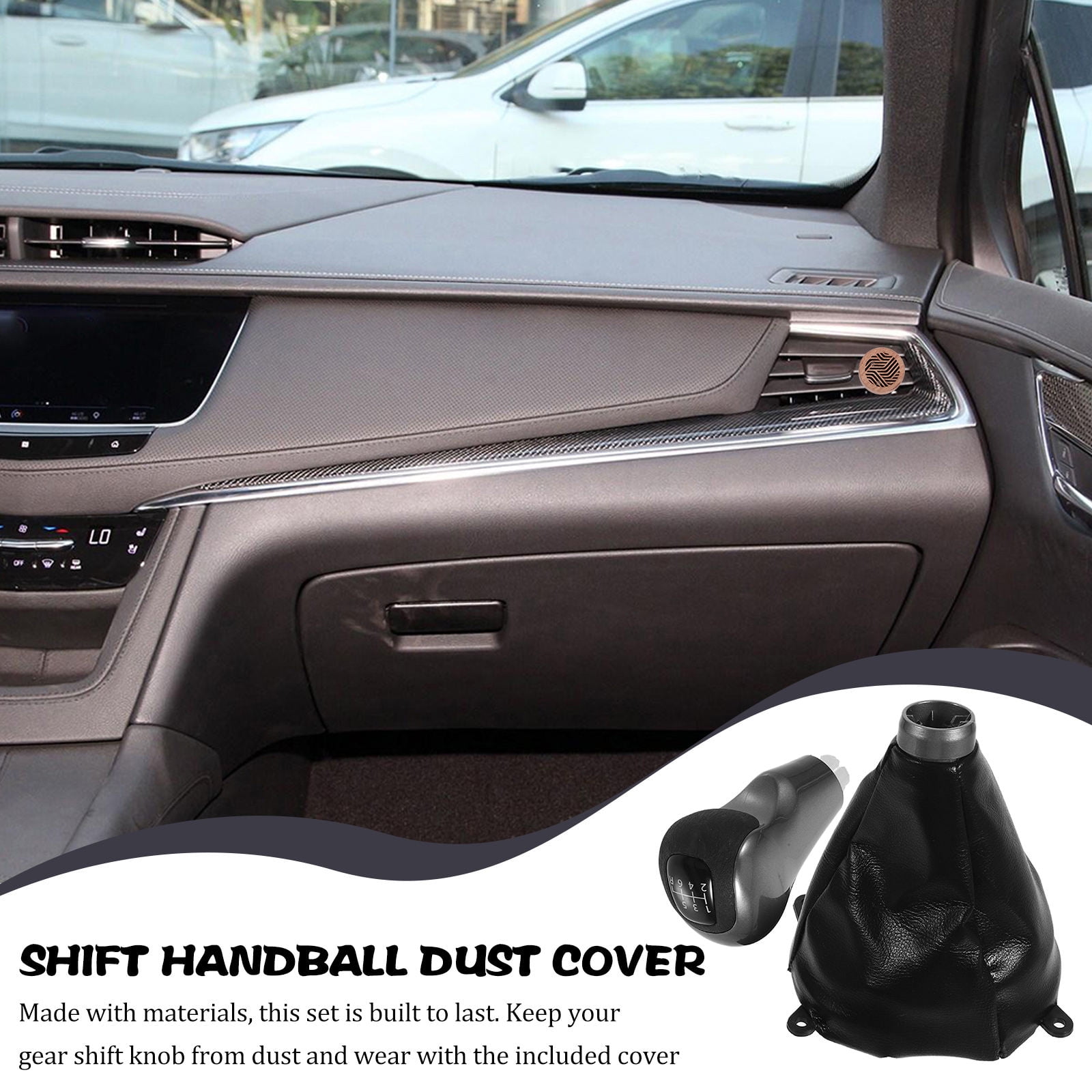 LOLIPPYY Black Car Gear Shift Knob with Dust Cover Set, Material, Easy to Install, Universal Fit for Most Vehicles