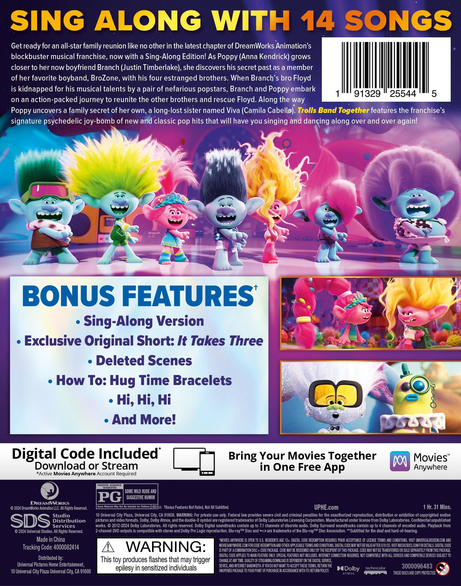 Trolls Band Together (Walmart Exclusive) (Blu-ray + DVD + Digital Copy) with Light-Up Bracelets