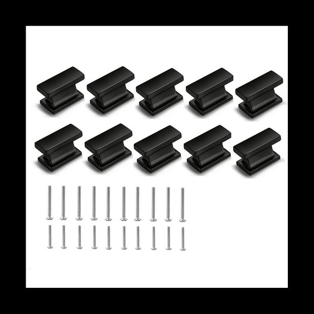 Paquete de 10 Perillas Cuadradas Negras para Gabinete, Perillas para Cajones y Aparadores, Manijas para Armario, BañO, Cocina, Herrajes para Gabinetes