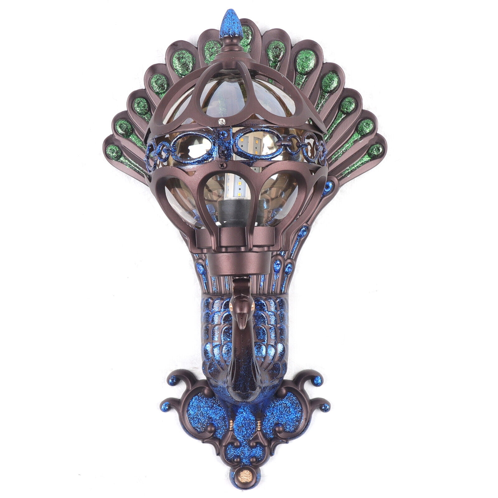 Aiqidi Peacock Wall Lamp Retro Antique Wall Mount Fixture Waterproof Outdoor LED Wall Light for Home Decor