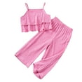 thumbnail image 6 of Two Piece Sets for Girls Sleeveless Tank Tops and Pants Vacation Outfits Toddlers Teens Cute Solid Lightweight Loose Going-Out Beach Set, 6 of 7