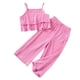 thumbnail image 1 of Odeerbi 1-13 Años Conjunto de Verano Para Niñas Camisola Con Volantes de Algodón Pantalones de Pata Ancha Conjunto de Dos Piezas Camiseta de Rayas Onduladas Pantalones Sueltos Conjunto, 1 of 7