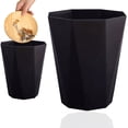 thumbnail image 2 of 1Pcs Round Trash Can, Slim Plastic Garbage Bin, Small Waste Basket for Bathroom Kitchen Bedroom, 12X9In (Black), 2 of 5