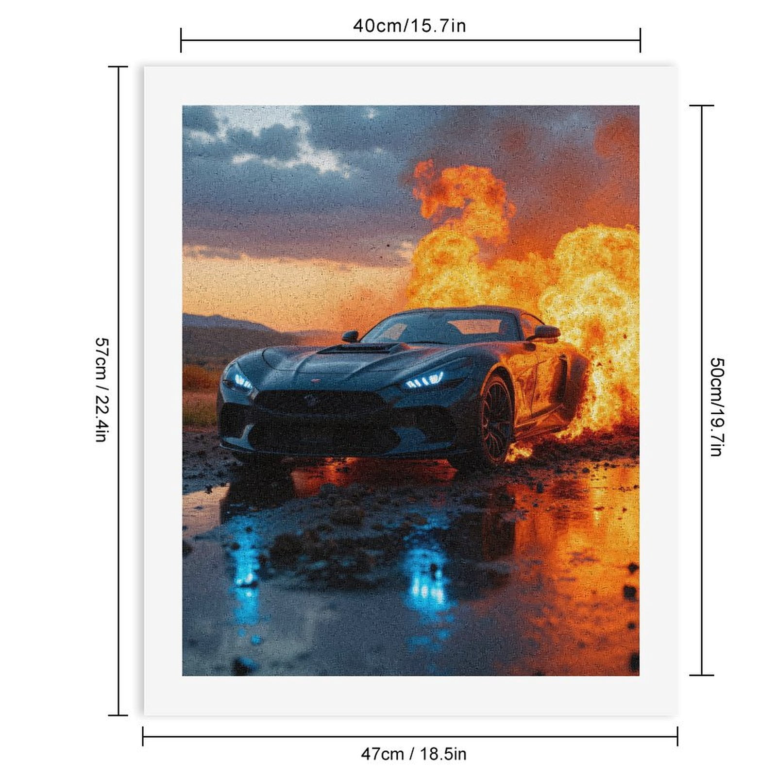 Paint by Numbers Kit for Adults, Sports Car Fiery Display Scene Paint by Numbers, Easy Paint by Numbers Kit for Adults Beginner, DIY Adult Paint by Number Kits on Canvas, 12x16in Home Decor