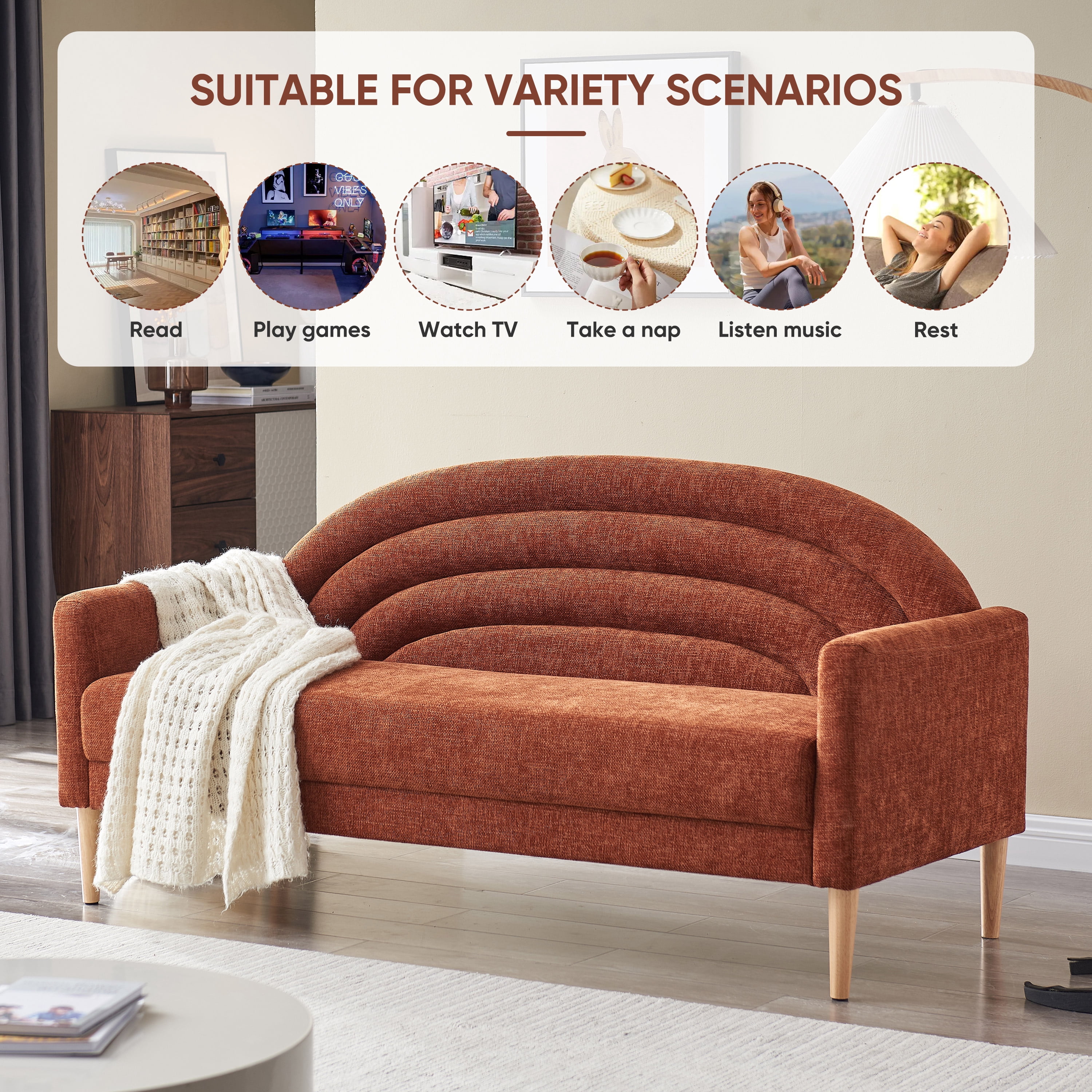 Upholstered Vibrant Rainbow Design, Premium Loveseat, Three-Seater Sofa, and Armchair for Stylish Living Space
