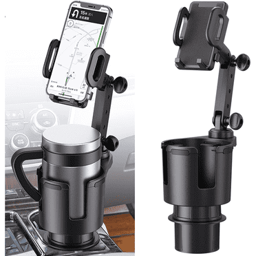 Cup Phone Holder for Car, 2 in 1 Car Cup Holder Expander with Phone Mount,360 Degree Rotation Long Arm Cell Phone Holder for Car Compatible with All