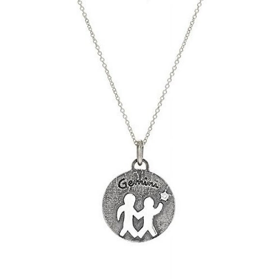 Sterling Silver Reversible Gemini Zodiac Diamond Pendant Necklace, 18"