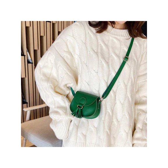 Crossbody Bag For Women Mini Saddle Shoulder Purse Ladies PU Cross Body Tassel Handbag For Casual Streewear