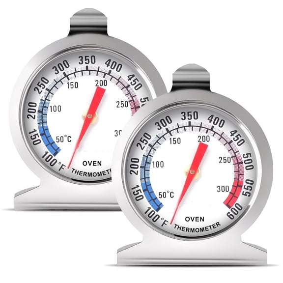 GJX 2Pcs Oven Thermometer,Hooks or Stands Alone,Durable Steel,50-300°C/80-600°F,Large Dial Oven Grill Monitoring Cooking Thermometer for BBQ Baking,Cooking,Electric and Gas Oven