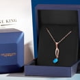 thumbnail image 5 of Gem Stone King 18K Rose Gold Plated Silver Musical Eighth Note Pendant Necklace with Chain Cabochon Simulated Opal Moissanite (0.54 Cttw), 5 of 6