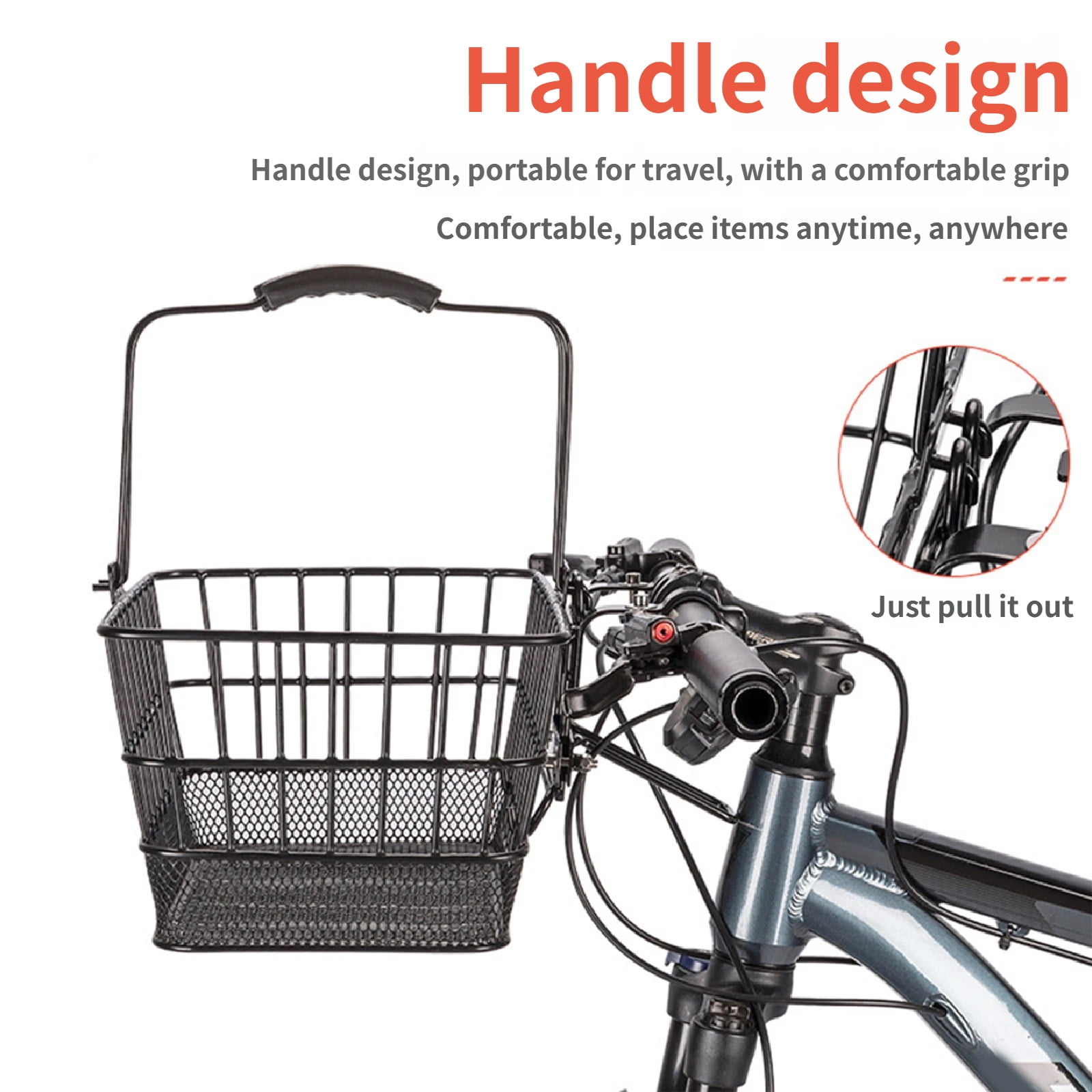Front Bikes Basket Bicycles Metal Bike Front Handlebar Baskets Cycling Basket for Electric Bike Easy Assembly