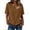 Brown, variant on Going Out Tops for Women Short Sleeve Crew Neck Circle Tops - Ruffle Flounce for Everyday White S