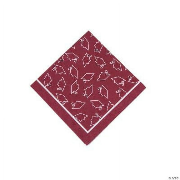 Burgundy Graduation Bev Nap - Party Supplies - 50 Pieces