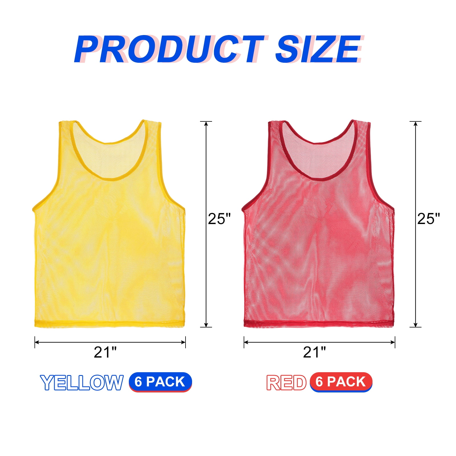 Unique Bargains 12 Pack Adults Sport Polyester Soccer Jersey Training Mesh Scrimmage Vests Yellow, Red