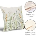 thumbnail image 4 of Spring Summer Floral Pillow Covers 16X16 Inch Yellow Flowers Green Leaves Butterfly Decorative Pillow Cases Set of 2 Cotton Linen Throw Pillows Farmhouse Home Decor For Sofa Couch Cushion Outdoor, 4 of 6