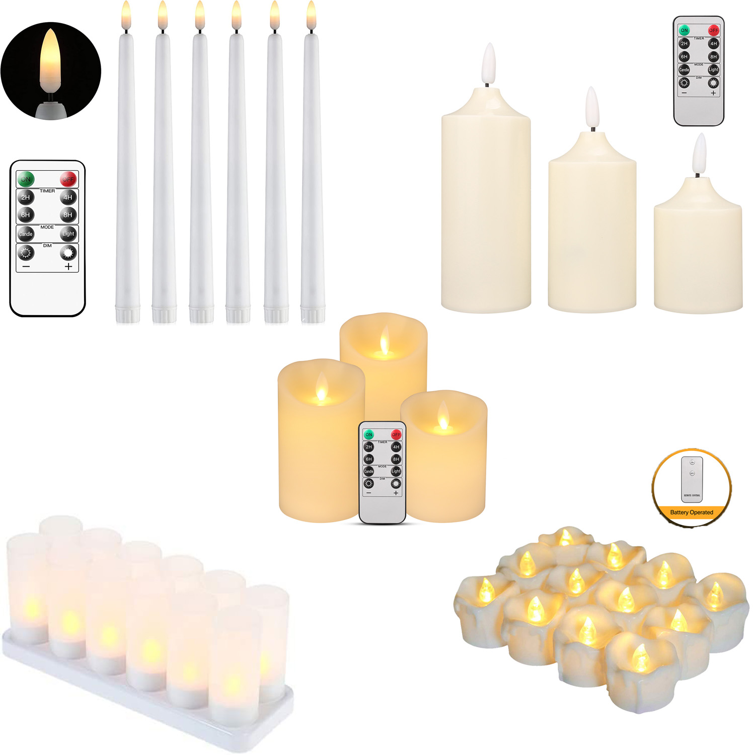 3pcs Battery Operated Candle Remote Control Flameless LED Electric Ivory  Real Wax Pillar Flicker Candle with Timer Home Outdoor Realistic Bright  Fake Luminare Powered Cylinder Light