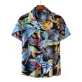 thumbnail image 2 of Camisa de manga corta de un solo pecho con botones informales para la playa para hombre Pompotops oipoqjl44067, 2 of 9