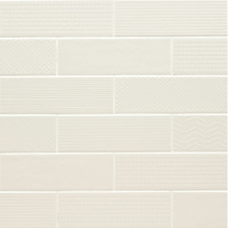 MSI Urbano Crema 3D Mix 4 in. x 12 in. Glossy Glazed Ceramic White Textured Subway Tile (9.9 sq. ft./Case )