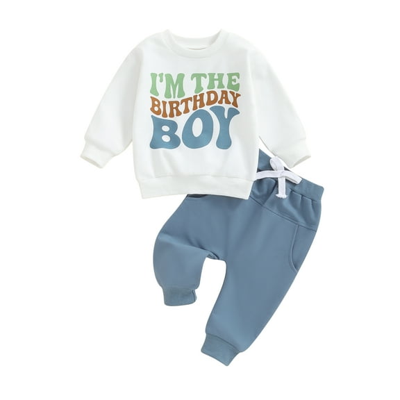 Toddler Baby Birthday Boy Girl Outfit I'M The Birthday Girl Letter Sweatshirt Pant 2pcs Fall Clothes Set