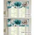 thumbnail image 5 of Tie Up Valance Curtain for Kitchen,Vintage Teal Blue Flower Butterfly Leaves Rod Pocket Short Curtains Adjustable Tie-Up Shade Valances,Watercolor Plant Window Treatment for Bathroom Bedroom, 5 of 7