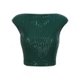 thumbnail image 4 of LiiYii Hauts à Sequins pour Femmes Col Rond Court Dos Nu Paillettes Club Fête Débardeur Sans Manches Blouses Vert S, 4 of 7