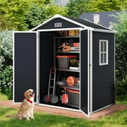 6×4.4ft shed & Outdoor Storage, Enyopro All-Weather Outdoor Sheds with Floor, Large Tool Plastic Resin shed with Double Lockable Door, Bike Storage Building shed with Window for Garden Lawn Patio