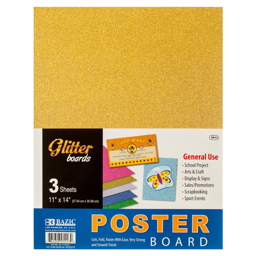 Poster Board 11 X 14 3 Sheet Glitter Clr Wholesale, (48 Pack