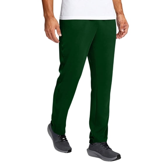 Domuza Men's Sweatpants with Pocket Workout Athletic Track Pants Stretch Tapered Joggers for Gym Running Jogging Dark Green 2XL