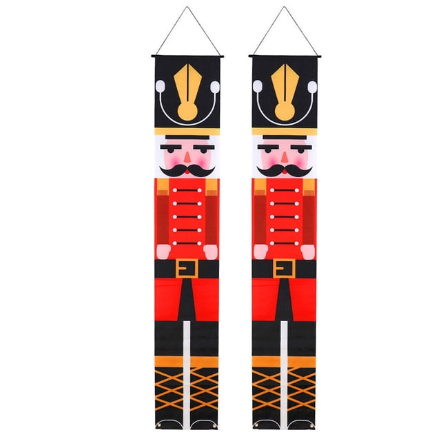 Bewildely Cascanueces Soldado Banner Feliz Navidad Puerta de Navidad Decoración del hogar Ornamento Reino Unido Kits de decoración para fiestas No.02